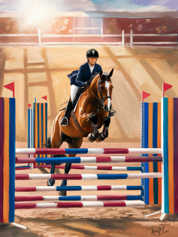Horse and Rider in Midair